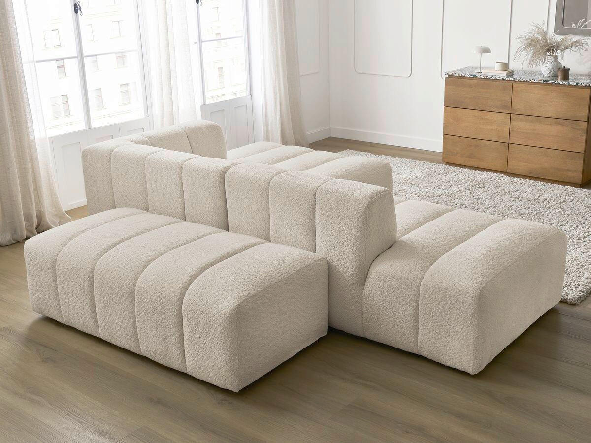 ECKSOFA  ANNECY Beige Bouclé  - Beige/Schwarz, MODERN, Kunststoff/Textil (262/170cm)