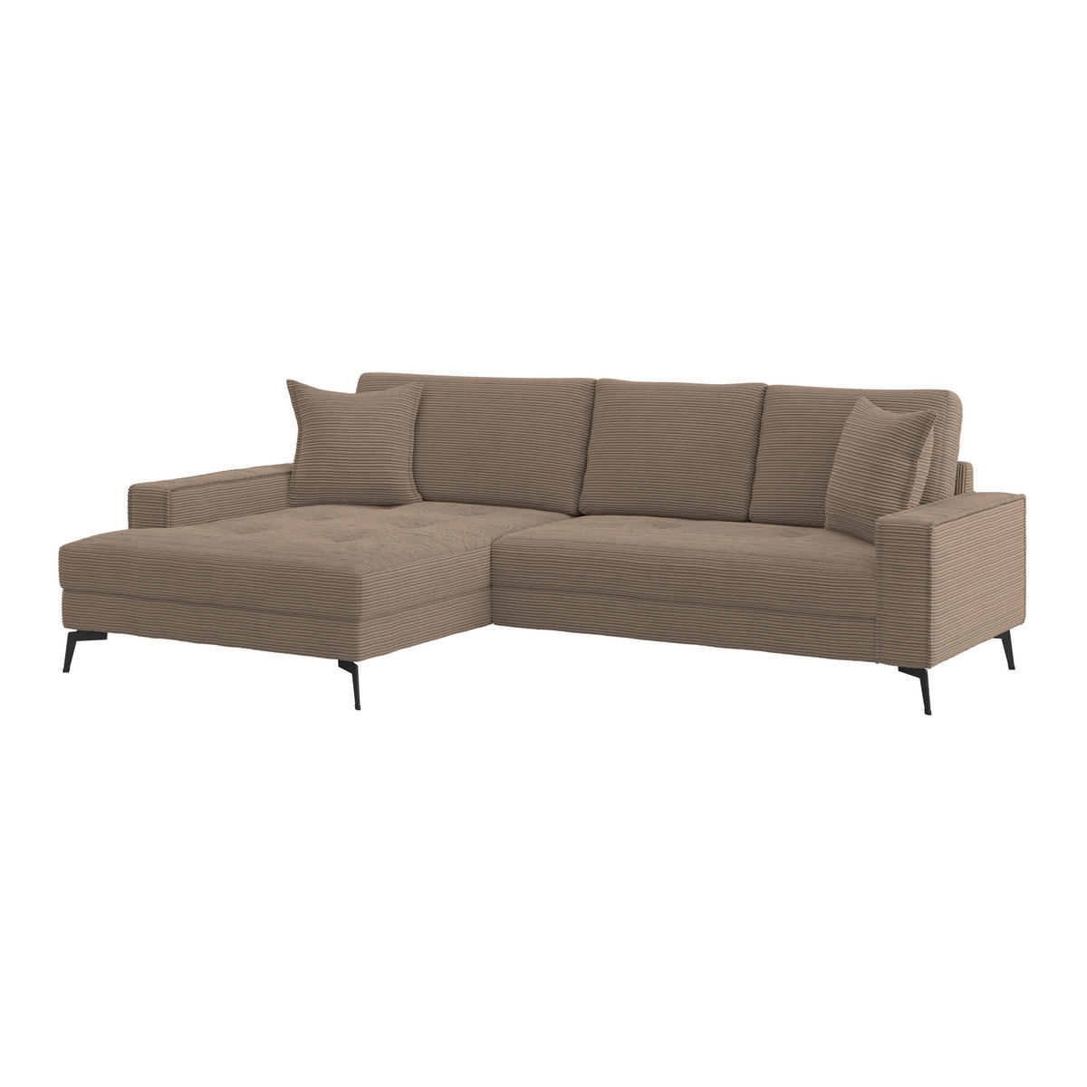 ECKSOFA ZERO Braun Cord Zierkissen, Rückenkissen  - Schwarz/Braun, Trend, Textil/Metall (173/286cm) - Livetastic