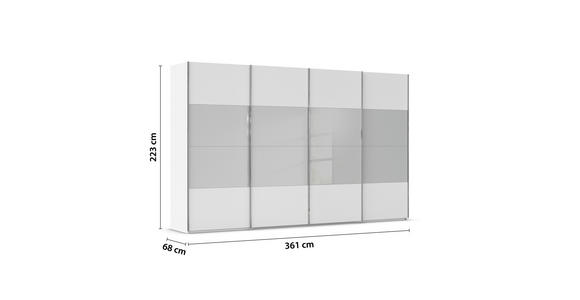 SCHWEBETÜRENSCHRANK  in Weiß, Seidengrau  - Chromfarben/Seidengrau, KONVENTIONELL, Glas/Holzwerkstoff (361/223/68cm) - Novel