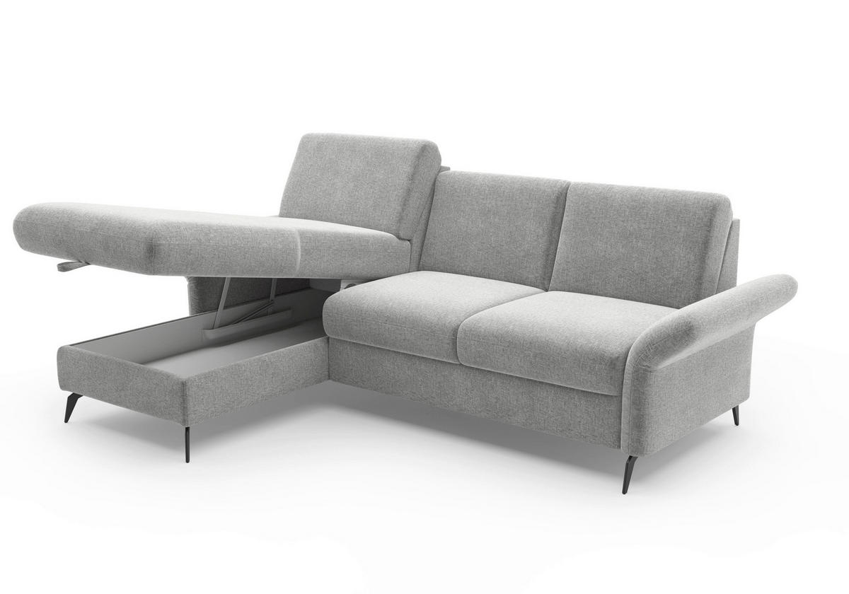 ECKSOFA ROCHELLE E Hellgrau Flachgewebe  - Hellgrau/Schwarz, KONVENTIONELL, Textil/Metall (164/251cm) - Sit & More