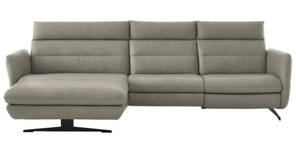 ECKSOFA in Echtleder Hellgrau  169/298 cm  - Hellgrau/Schwarz, Design, Leder/Metall (169/298cm) - Dieter Knoll