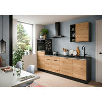 KÜCHENLEERBLOCK 260 cm   in Schwarz, Eiche Artisan  - Schwarz/Weiß, MODERN, Holzwerkstoff/Metall (260cm) - MID.YOU