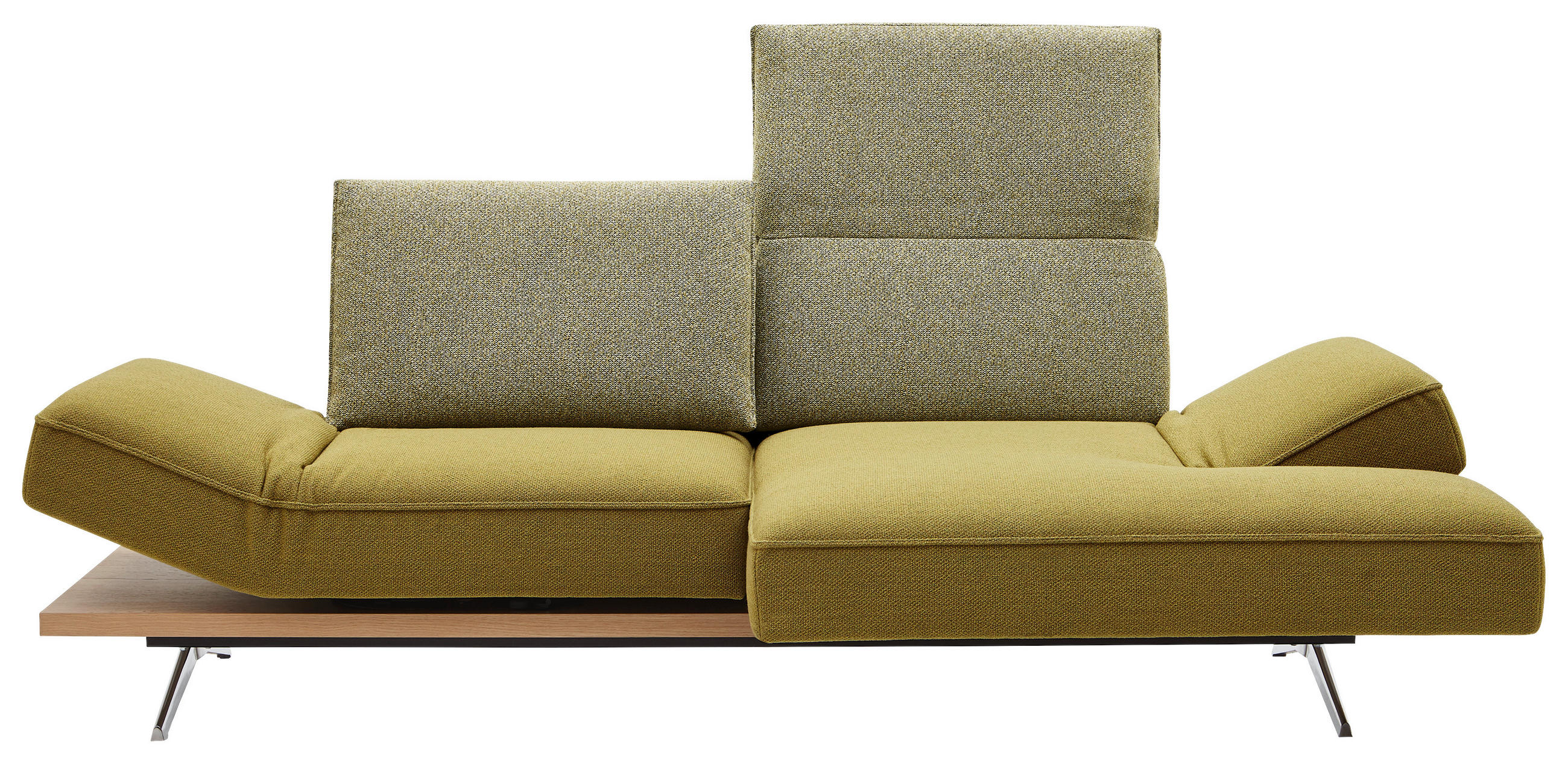 ECKSOFA Limette Flachgewebe  - Chromfarben/Limette, Design, Holz/Textil (240/132cm) - Koinor