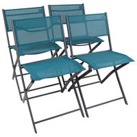 GARTENKLAPPSTUHL-SET Stahl Türkis  - Türkis/Schwarz, MODERN, Textil/Metall (45/79/46cm) - Ambia Garden