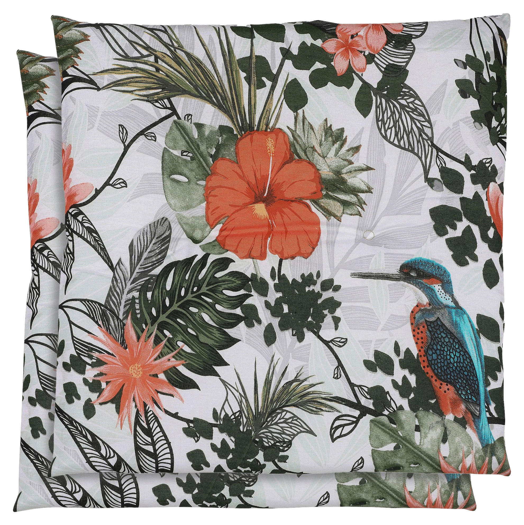 GARTENSITZKISSENSET in Grün, Hellgrau Floral  - Hellgrau/Grün, Design, Textil (48/5/48cm)