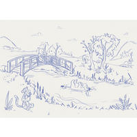 FOTOTAPETE WINNIE THE POOH BLUE INK  - Beige, Design, Textil (350/250cm) - Disney