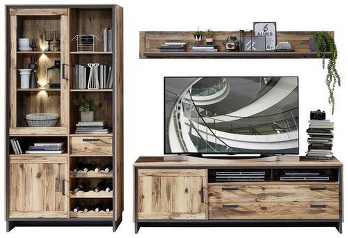 TV-ELEMENT barve grafita  - barve grafita, Natur, kovina/leseni material (184/61/45cm) - Landscape