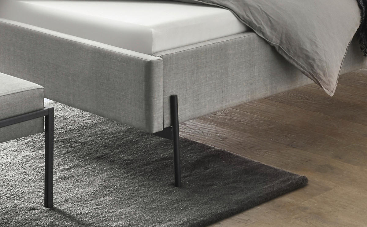 POLSTERBETT 160/200 cm  in Grau  - Anthrazit/Grau, Design, Textil/Metall (160/200cm) - Hasena