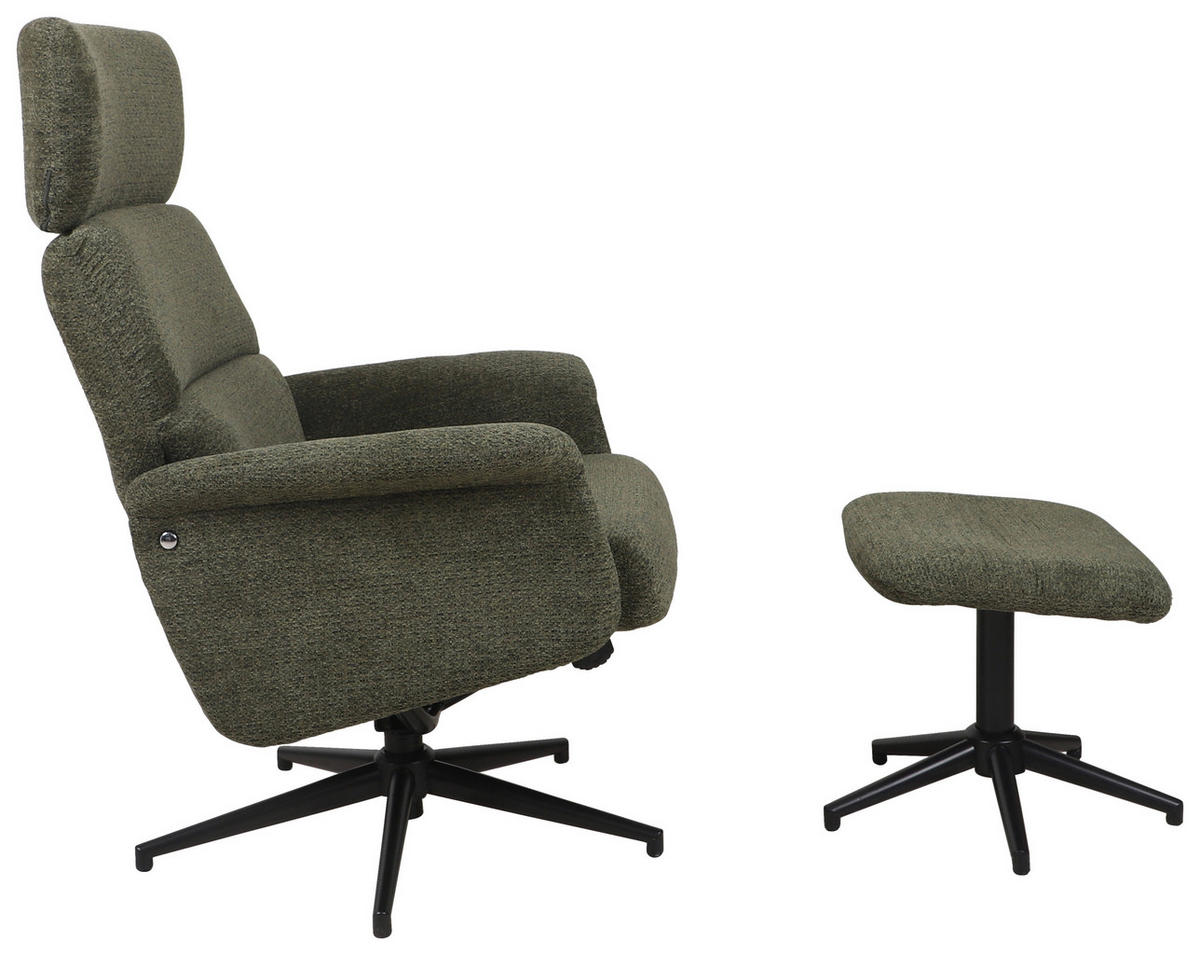RELAXFÅTÖLJ SET i vävt tyg grön  - grön/svart, Design, metall/textil (74/106-96/72-101cm) - Carryhome
