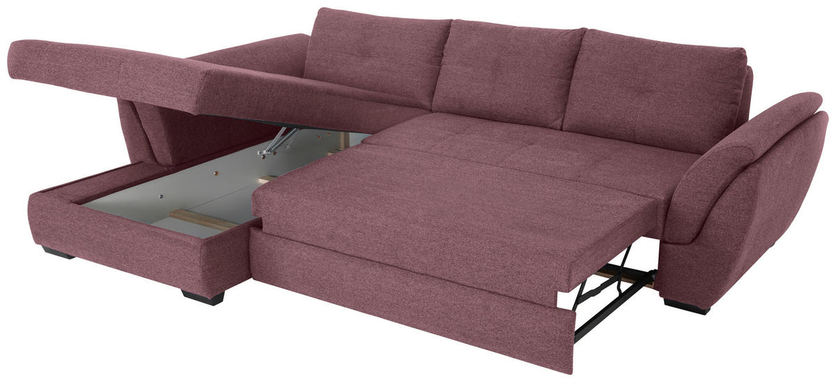 ECKSOFA in Webstoff Beere  - Beere/Schwarz, Design, Kunststoff/Textil (187/278cm) - Livetastic