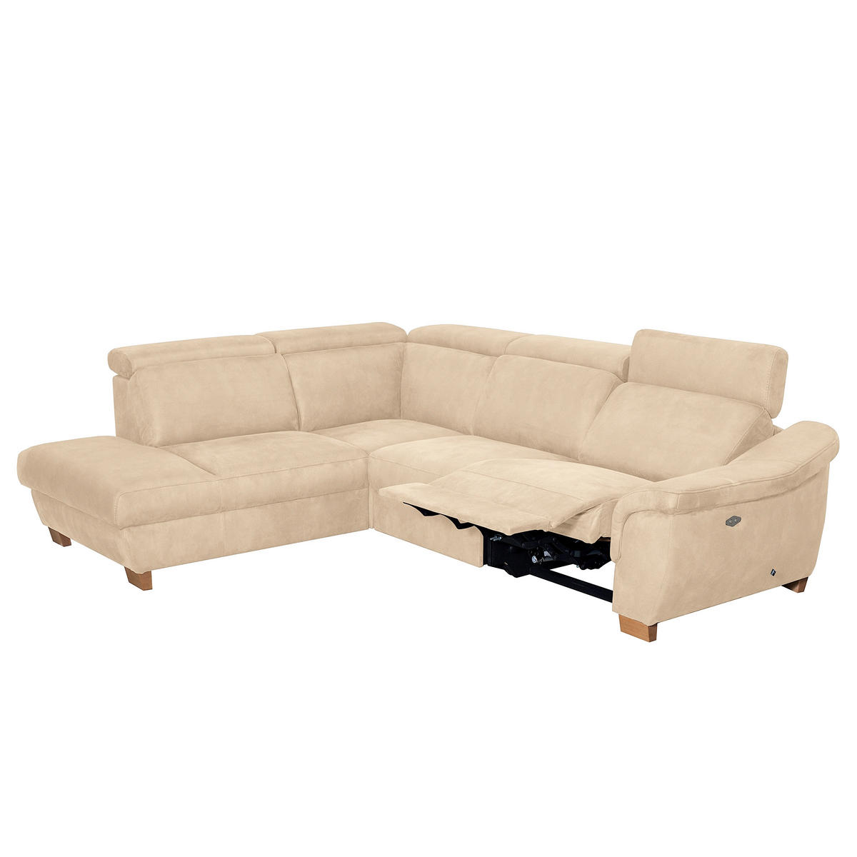 ECKSOFA TREND in Mikrofaser Beige Bettkasten, Relaxfunktion, Kopfteilverstellung  276/238 cm  - Beige/Naturfarben, Design, Holz/Textil (276/238cm) - Livetastic