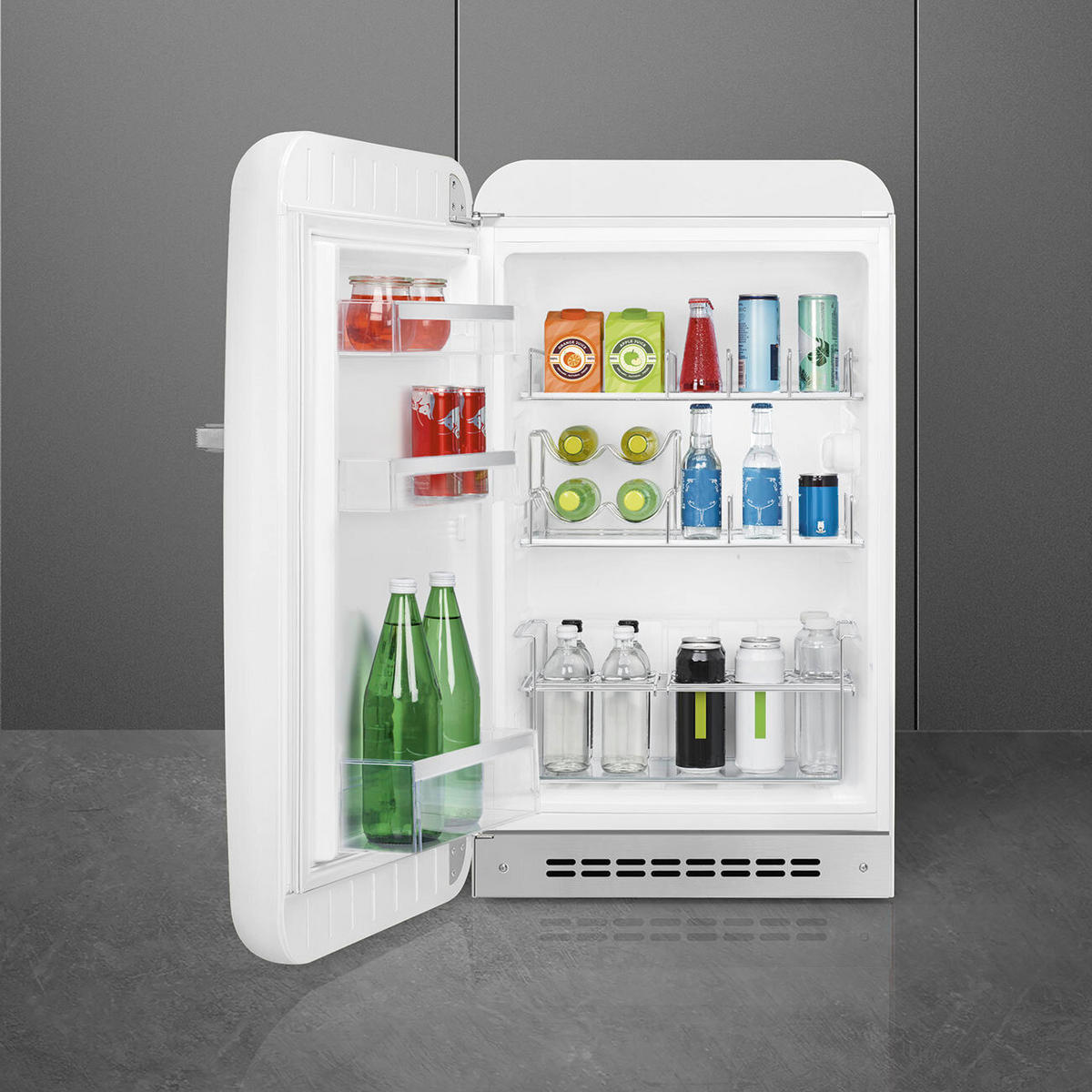 KÜHLSCHRANK 54.5/97/70.1 cm  - Weiss Hochglanz, Trend, Metall (54.5/97/70.1cm) - SMEG
