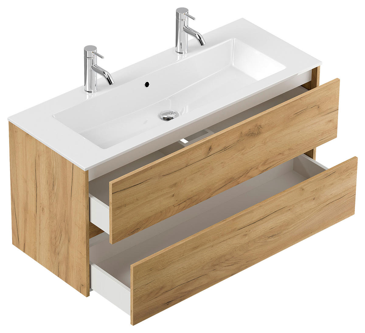 WASCHTISCHKOMBI  - Eichefarben/Weiß, MODERN, Holzwerkstoff/Stein (120/58,5/46,5cm) - MID.YOU