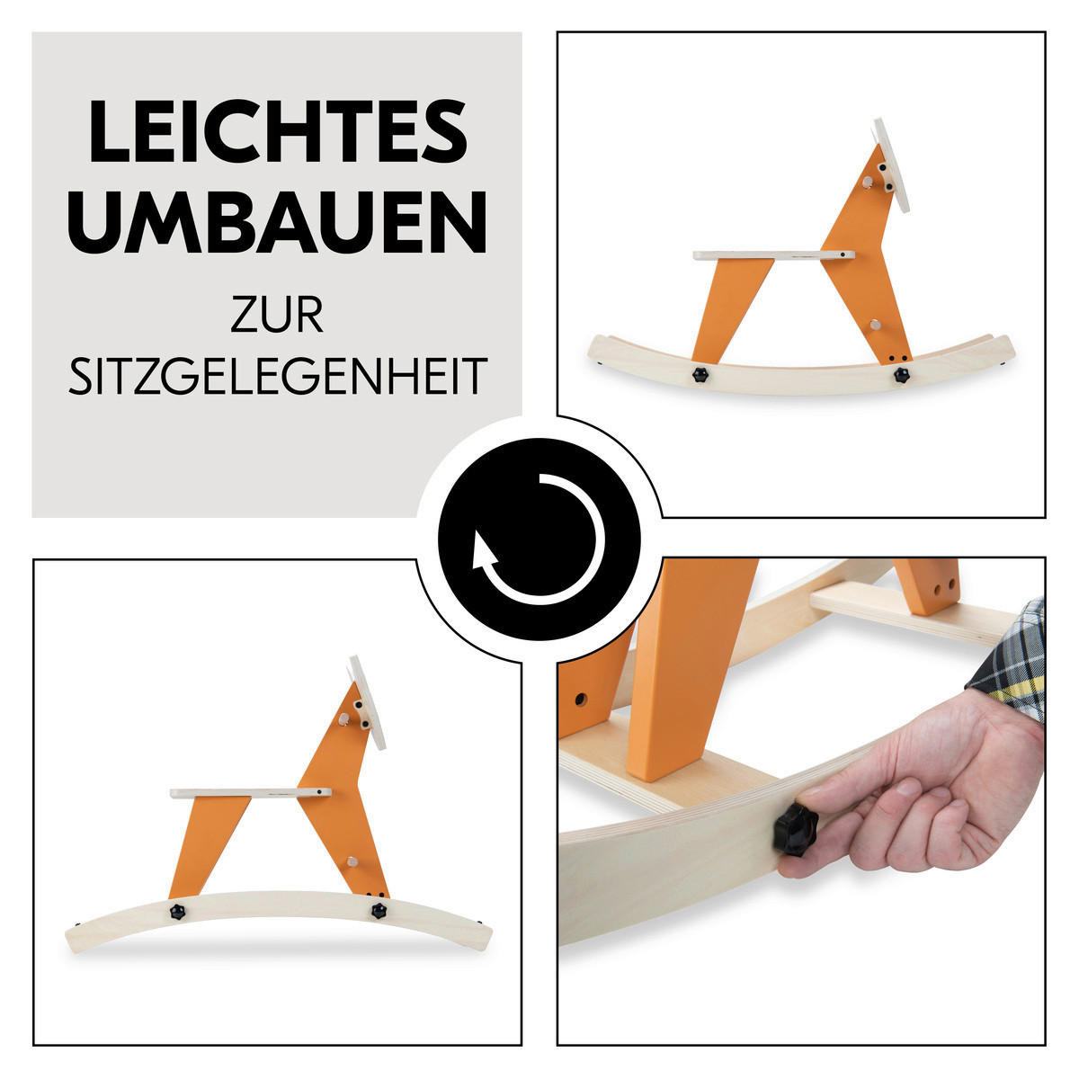 SCHAUKELTIER - Naturfarben/Orange, Basics, Holz (32,5/55/82cm) - Hauck
