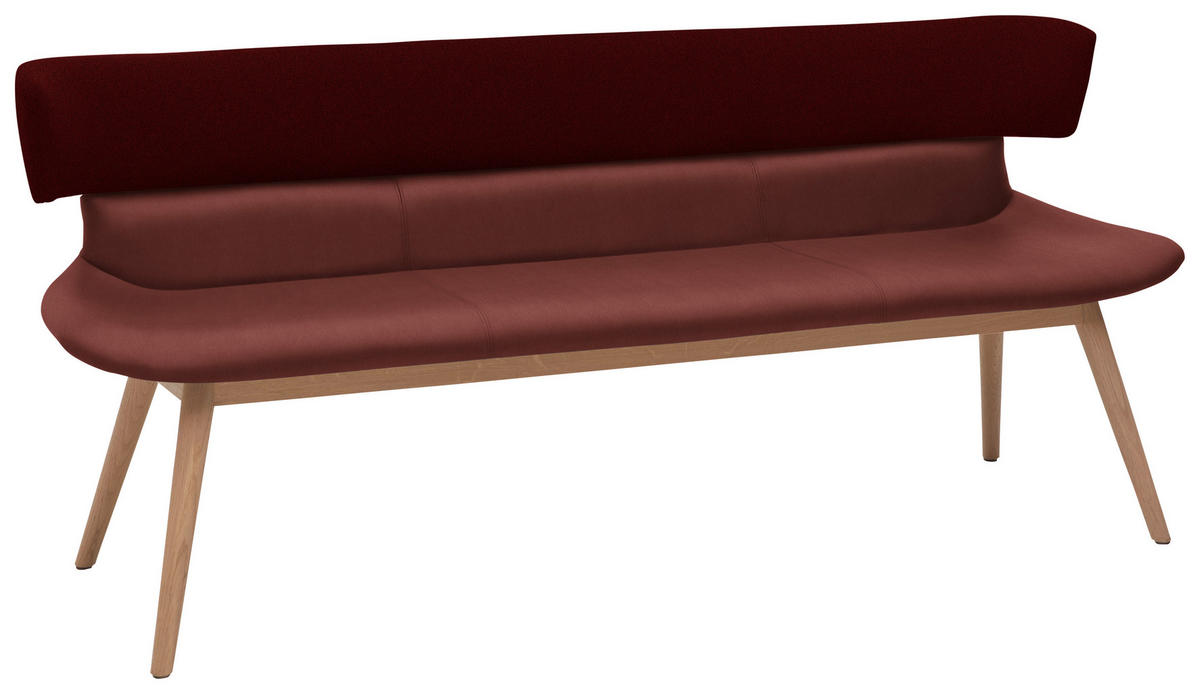 SITZBANK 170/84,5/64,5 cm  in Rot, Eichefarben  - Eichefarben/Rot, Natur, Leder/Holz (170/84,5/64,5cm) - Voglauer
