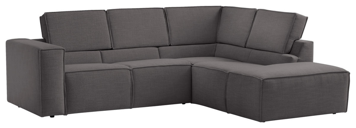ECKSOFA DICE Dunkelgrau Struktur  - Dunkelgrau/Schwarz, MODERN, Kunststoff/Textil (275/220cm) - Trendmanufaktur