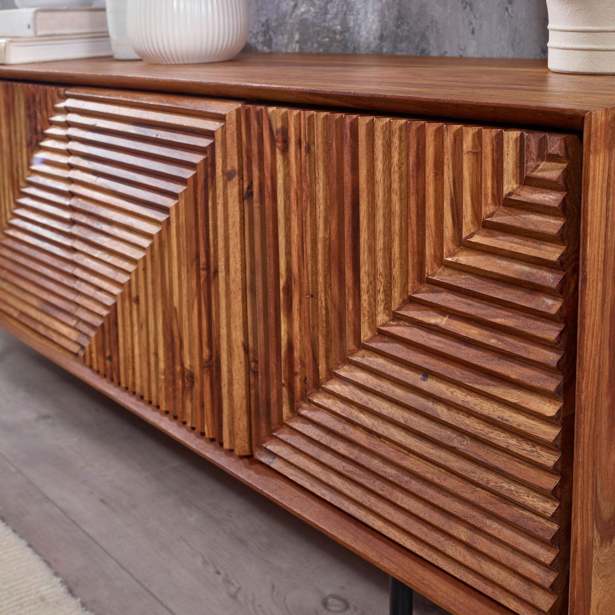 SIDEBOARD  in 140/54/33 cm  - Sheeshamfarben/Schwarz, Design, Holz/Metall (140/54/33cm) - MID.YOU