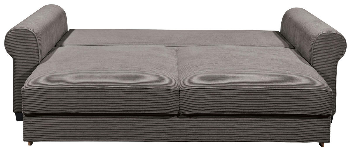 SCHLAFSOFA in Cord Mokka  - Schwarz/Mokka, Basics, Kunststoff/Textil (250/95/125cm) - MID.YOU