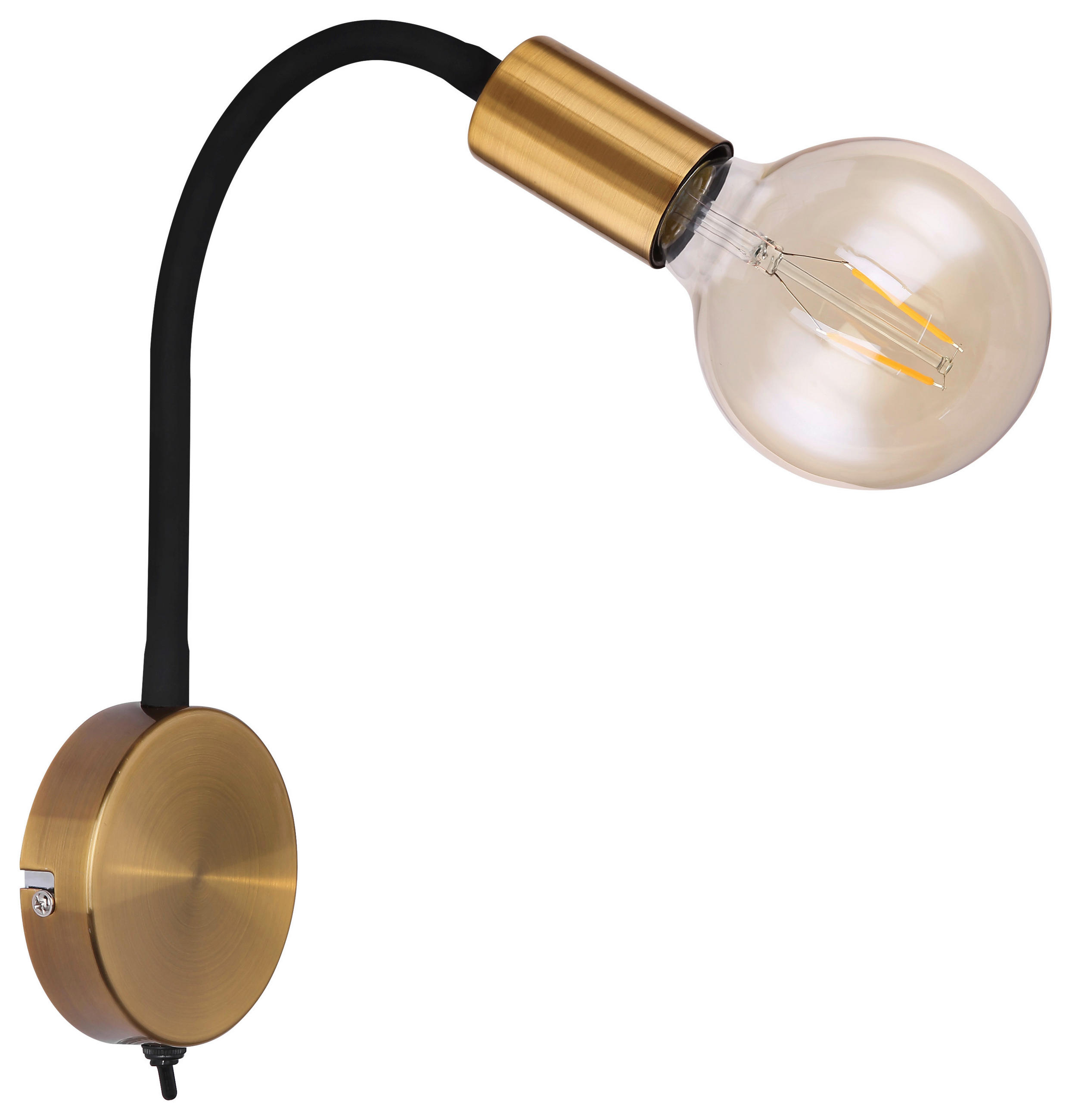 WANDLEUCHTE Eddy 30/43 cm   - Goldfarben/Schwarz, Basics, Metall (30/43cm) - Globo