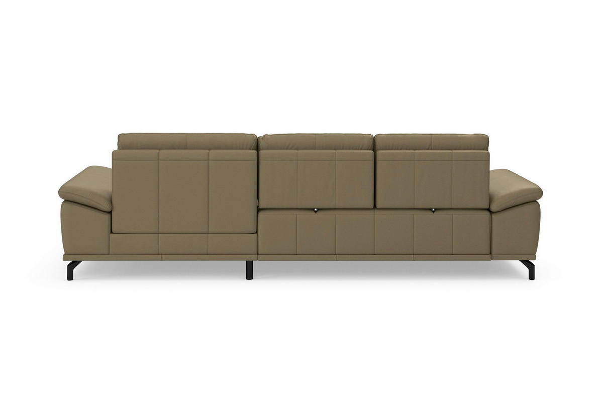 ROHOVÁ SEDAČKA, kůže, olivově zelená - černá/olivově zelená, Basics, kov/kůže (301/176cm) - Sit & More
