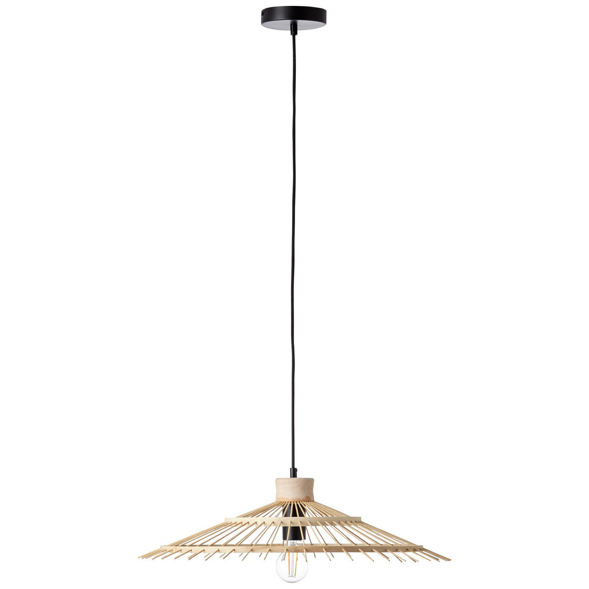 HÄNGELEUCHTE 57,5/100 cm    - Schwarz/Naturfarben, Natur, Holz (57,5/100cm) - Brilliant