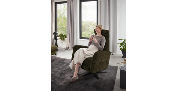 RELAXSESSEL in Textil Olivgrün - Schwarz/Olivgrün, Design, Textil/Metall (78/113/90cm) - Dieter Knoll