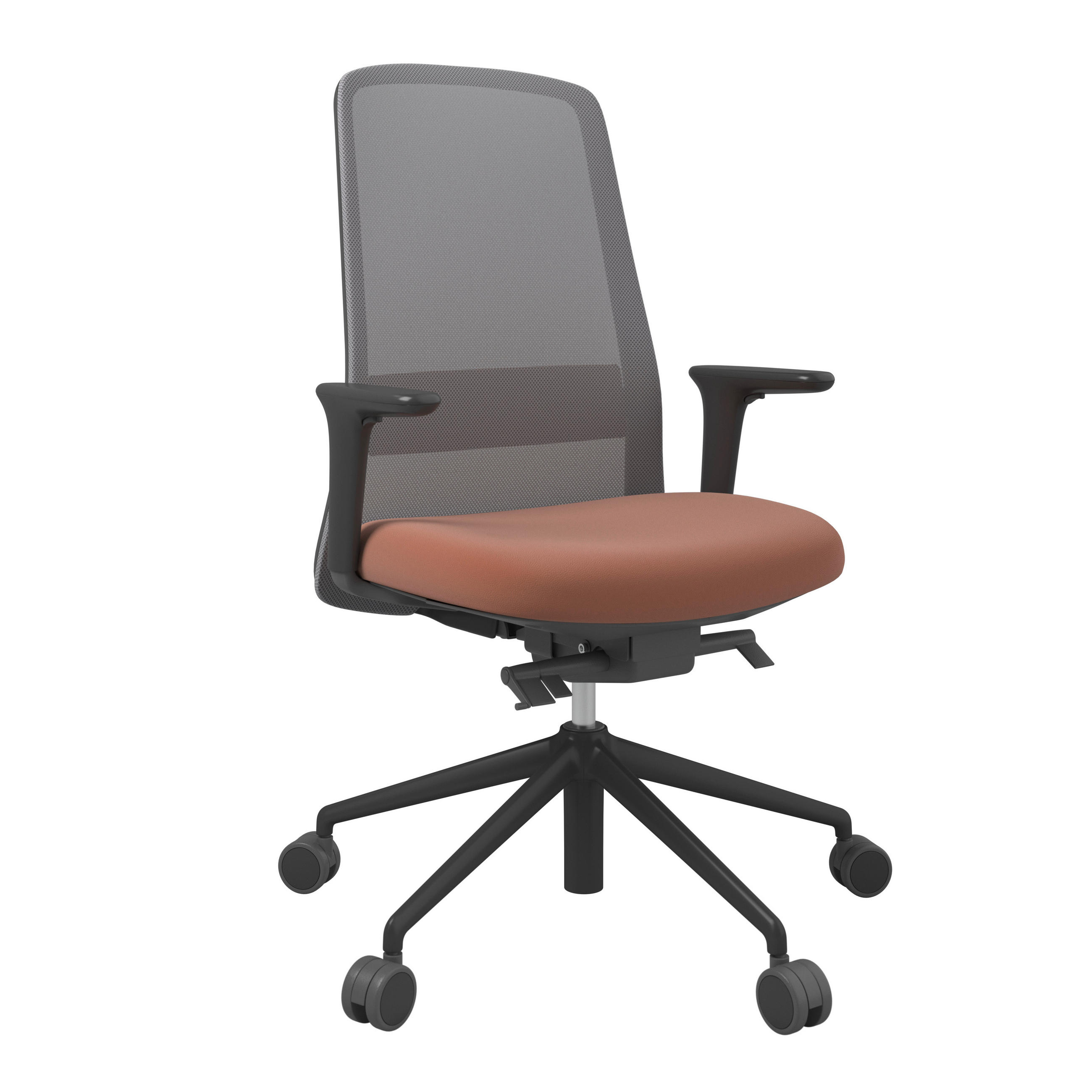DREHSTUHL Braun, Grau, Schwarz  - Schwarz/Braun, MODERN, Leder/Kunststoff (70/103-115/70cm)