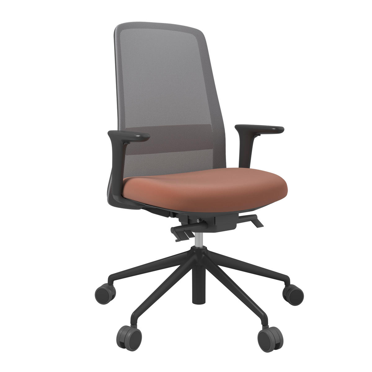 DREHSTUHL Braun, Grau, Schwarz  - Schwarz/Braun, MODERN, Leder/Kunststoff (70/103-115/70cm)