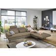 ECKSOFA in Echtleder Beige  310/180 cm  - Beige/Schwarz, Design, Leder/Metall (310/180cm) - Dieter Knoll