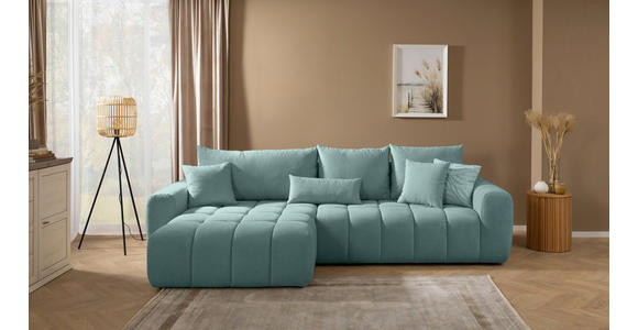 ECKSOFA in Velours Petrol - Petrol/Schwarz, KONVENTIONELL, Kunststoff/Textil (168/298cm) - Carryhome