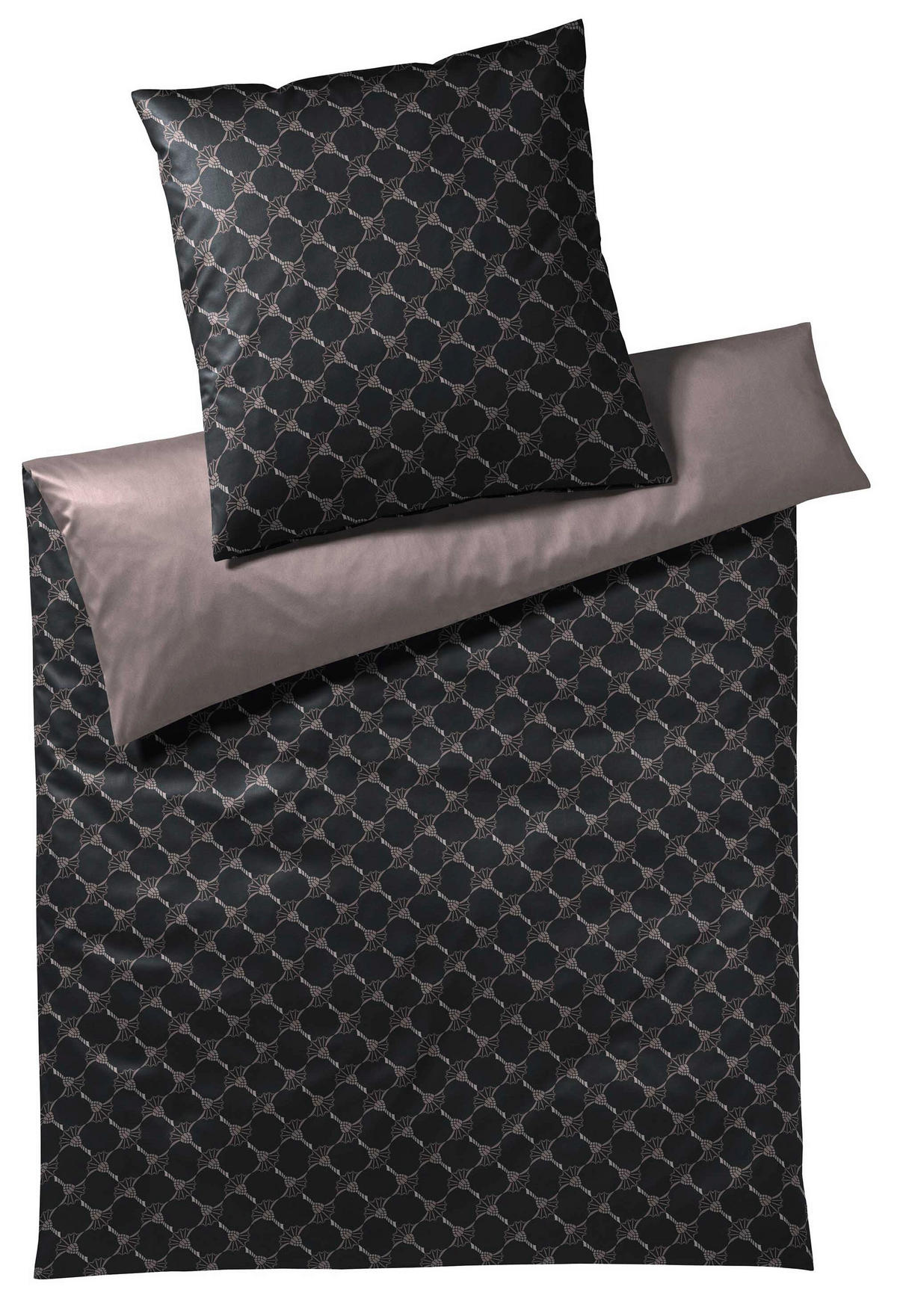 BETTWÄSCHESET Makosatin 160/210 cm  100 cm/65 cm  - Anthrazit/Schwarz, Design, Naturmaterialien/Textil (160/210cm) - Joop!