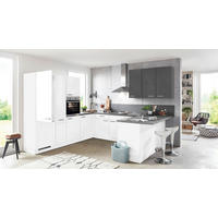 EINBAUKÜCHE 615  - Weiß/Grau, Basics, Holzwerkstoff - Celina