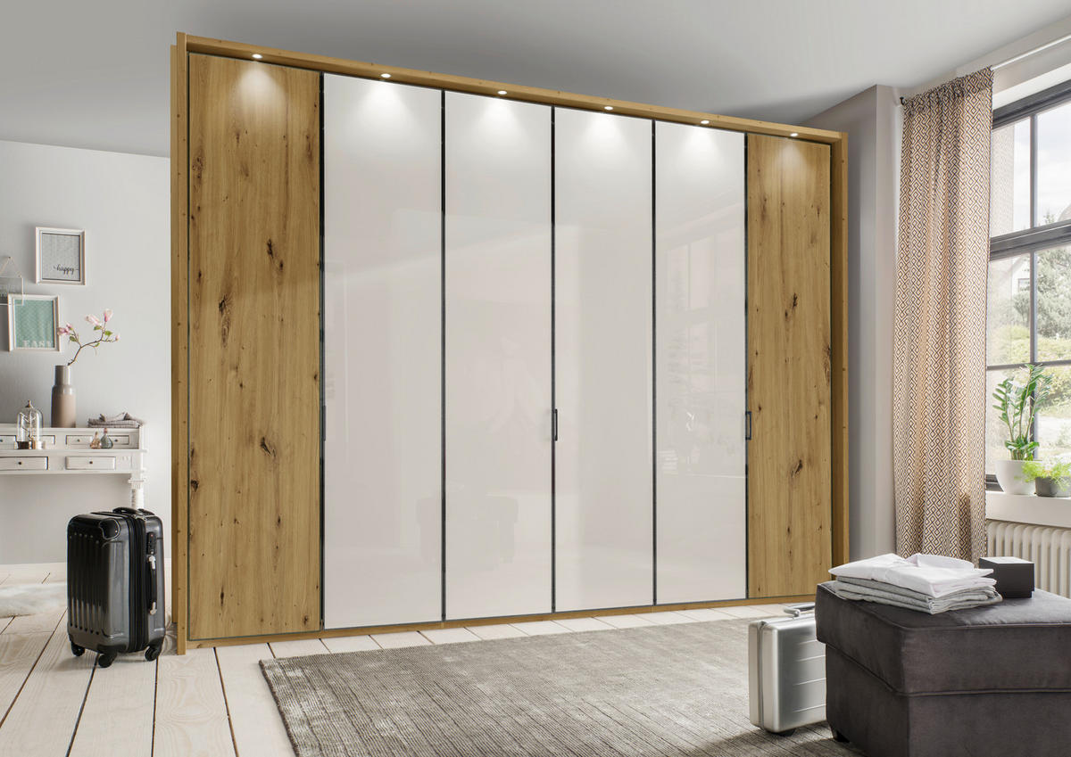 DULAP CU UȘI ROTATIVE  - stejar Bianco/antracit, Konventionell (300/216/58cm) - Xora