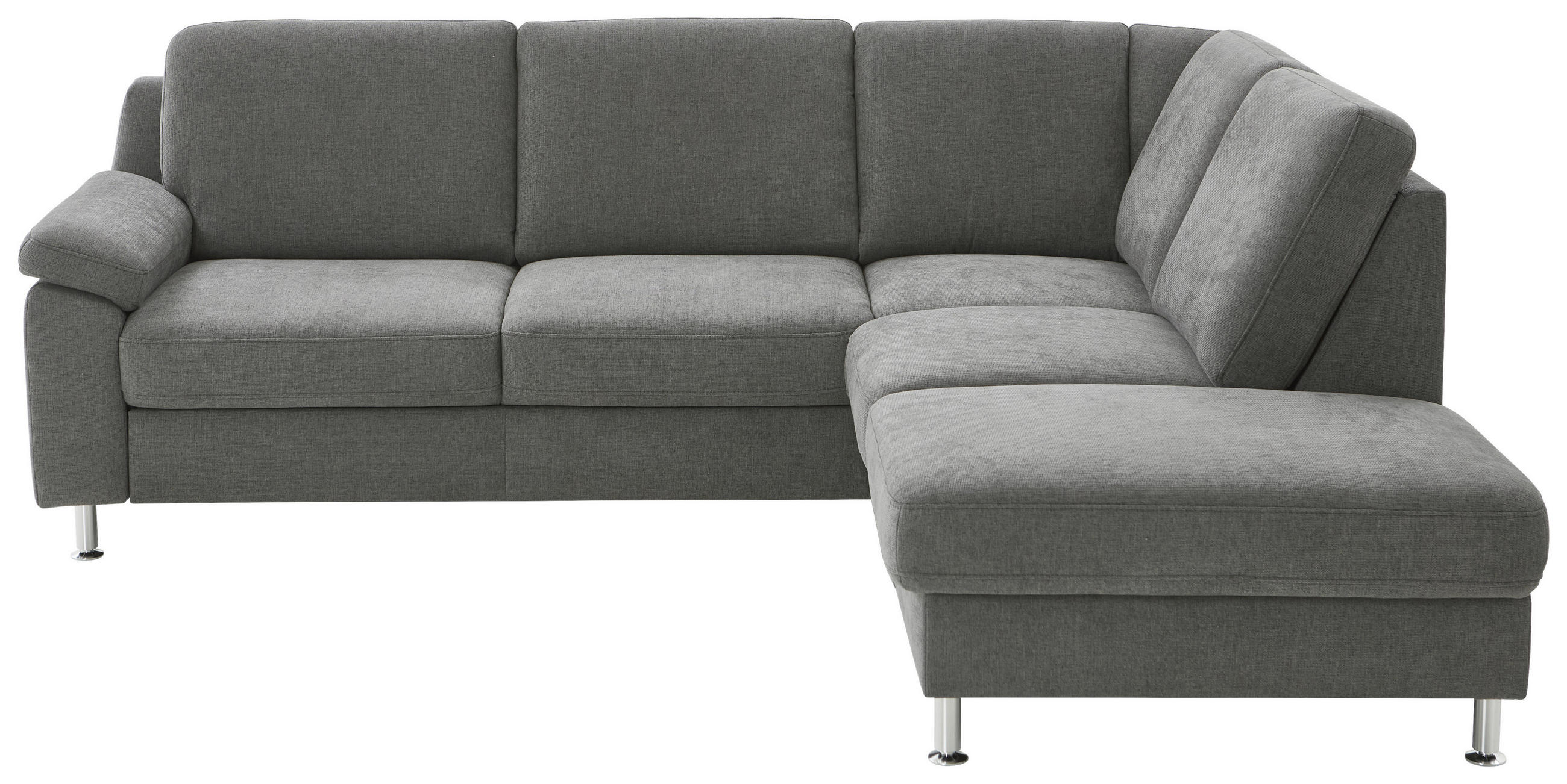 ECKSOFA in Webstoff Dunkelgrau  - Dunkelgrau/Alufarben, Konventionell, Textil/Metall (241/200cm) - Beldomo System