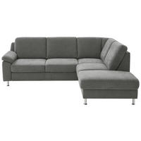 ECKSOFA in Webstoff Dunkelgrau  241/200 cm  - Dunkelgrau/Alufarben, KONVENTIONELL, Textil/Metall (241/200cm) - Beldomo System