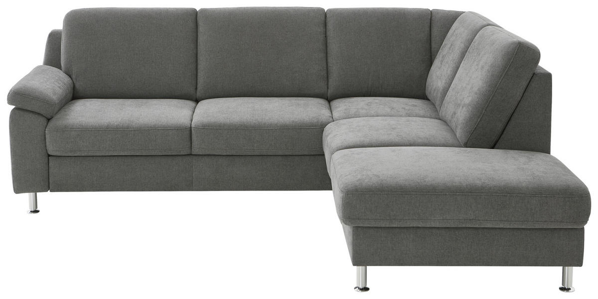 ECKSOFA in Webstoff Dunkelgrau  241/200 cm  - Dunkelgrau/Alufarben, KONVENTIONELL, Textil/Metall (241/200cm) - Beldomo System
