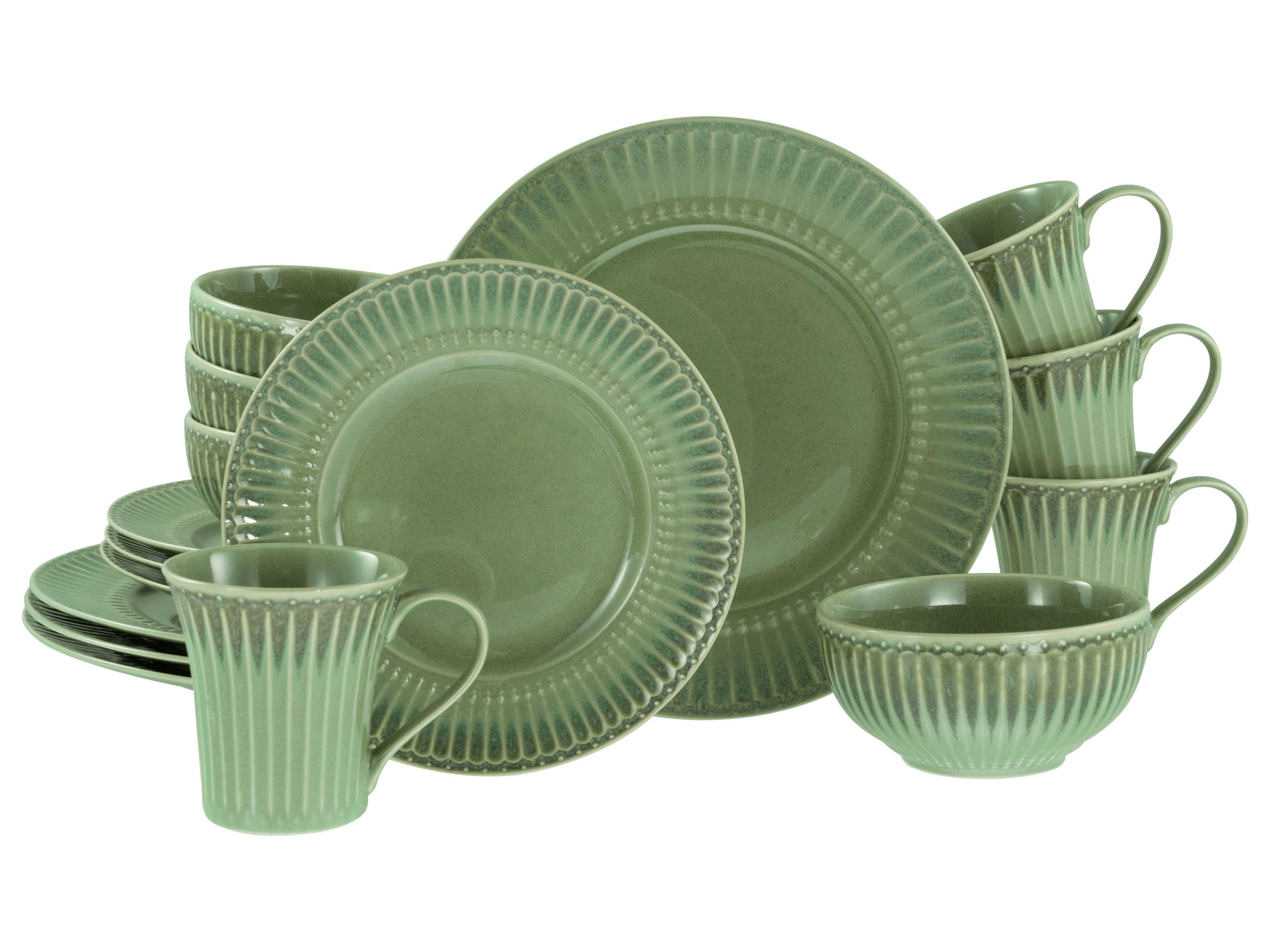 KOMBISERVICE Celadon Grün 16-teilig  - Salbeigrün, Basics, Keramik - Creatable