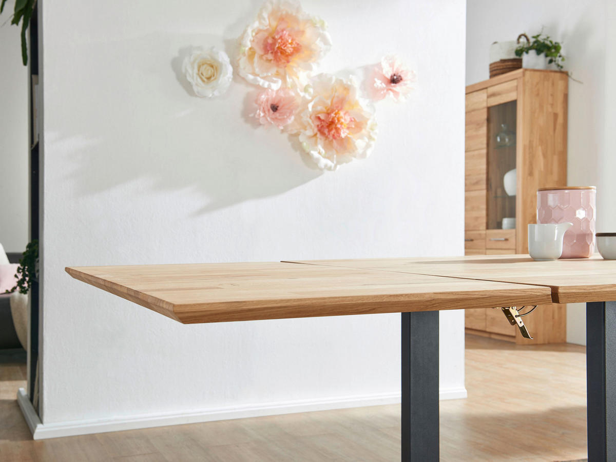 ESSTISCH in Holz, Metall 160/90/75 cm  - Wildeiche/Schwarz, Konventionell, Holz/Metall (160/90/75cm) - Livetastic
