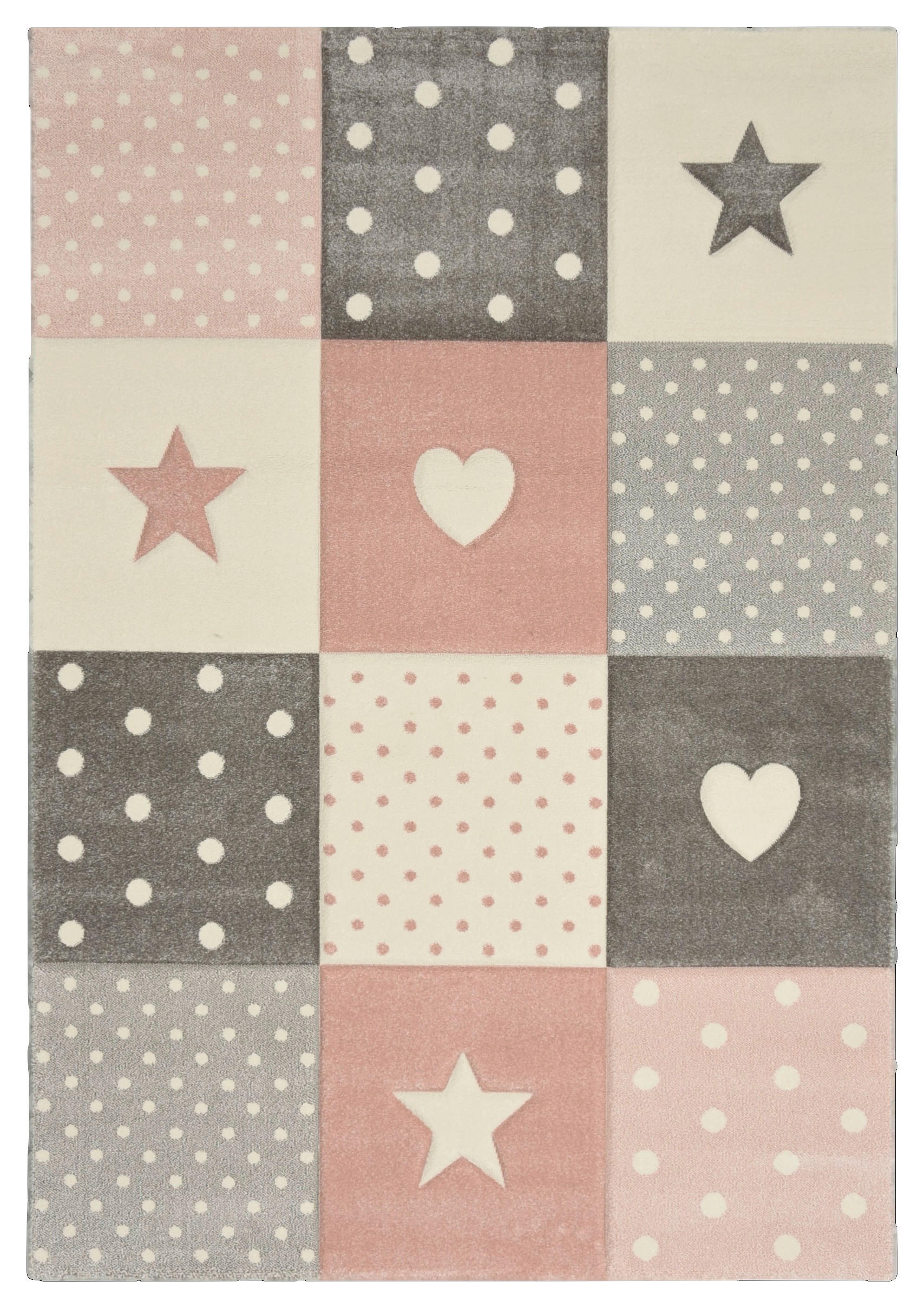 XXXLutz Kinderteppich Pastel Kids Grau, Hellrosa 120x170 cm