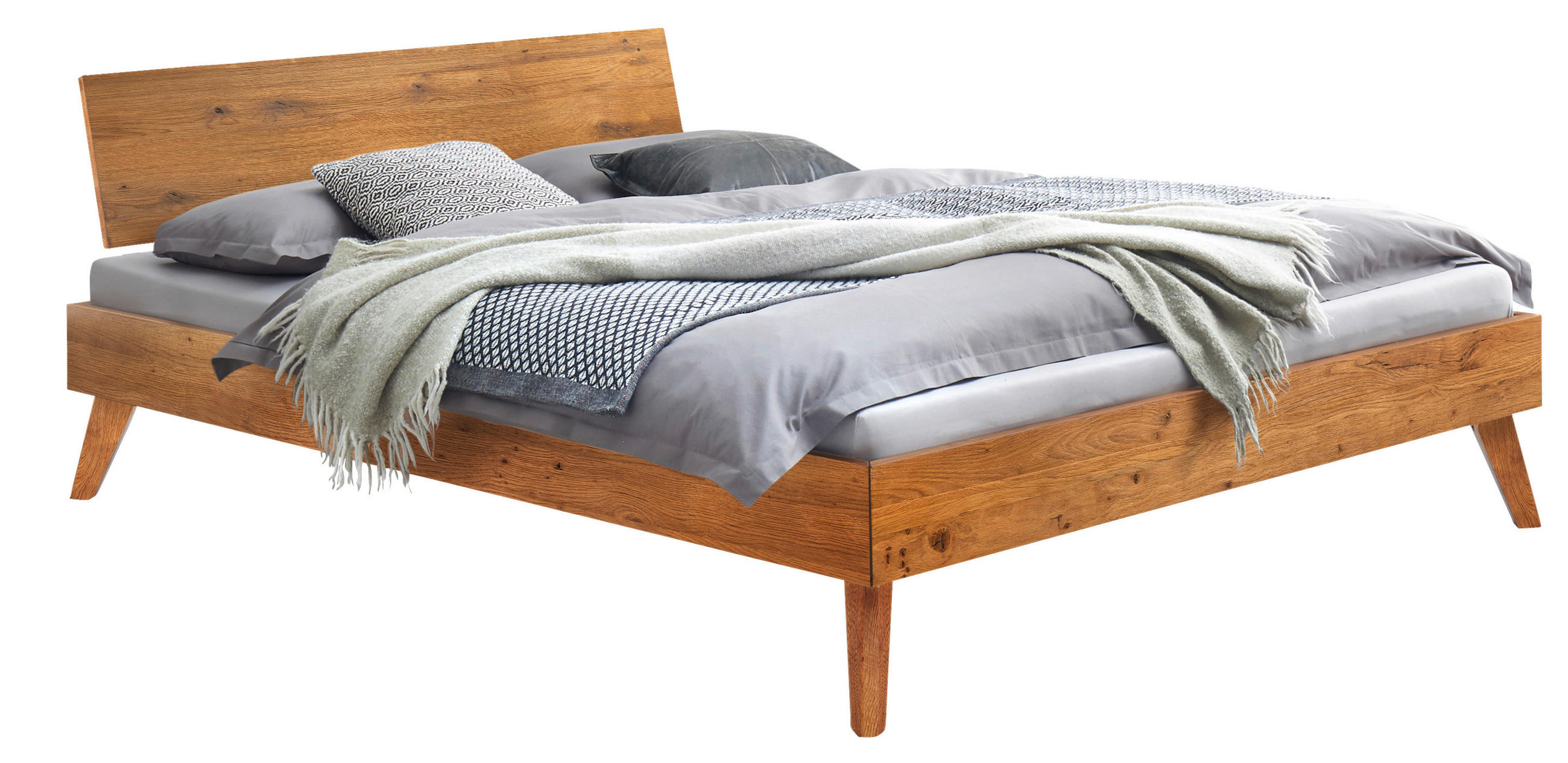 BETT 200/200 cm,  in Wildeiche,  - Wildeiche/Eichefarben, Natur, Holz (200/200cm) - Hasena