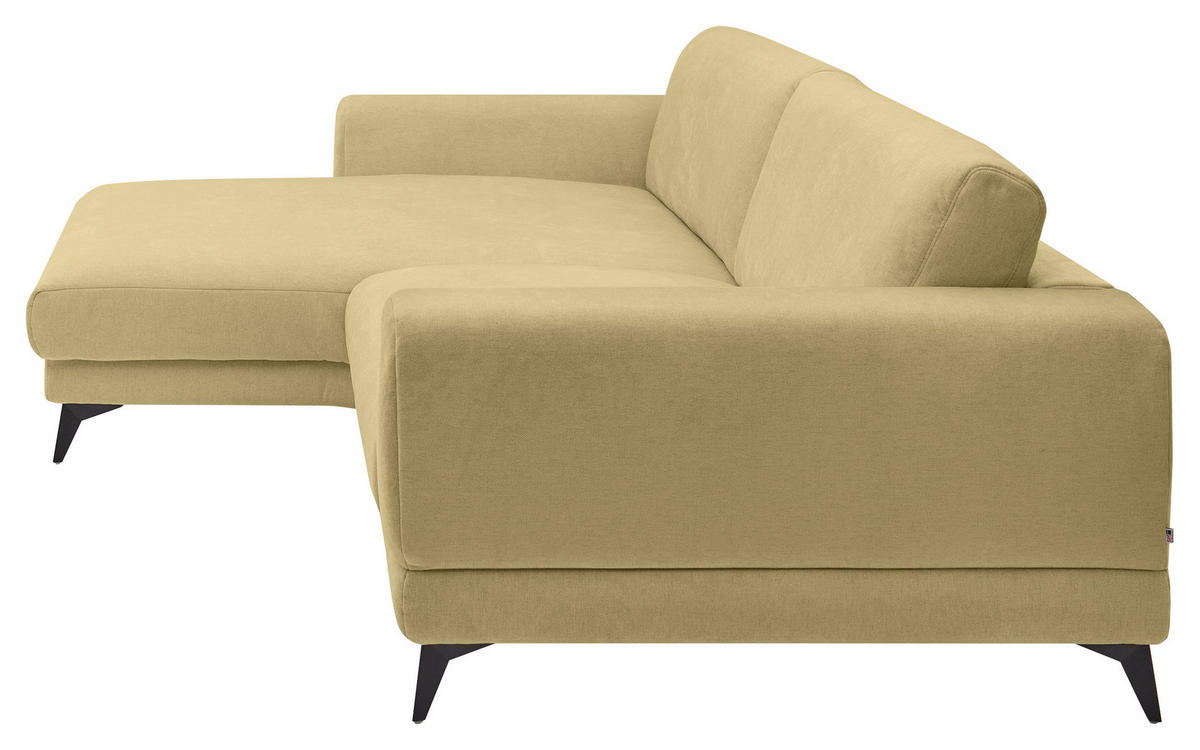 ECKSOFA Limette Chenille  - Limette/Schwarz, KONVENTIONELL, Textil/Metall (194/292cm) - SetOne by Musterring