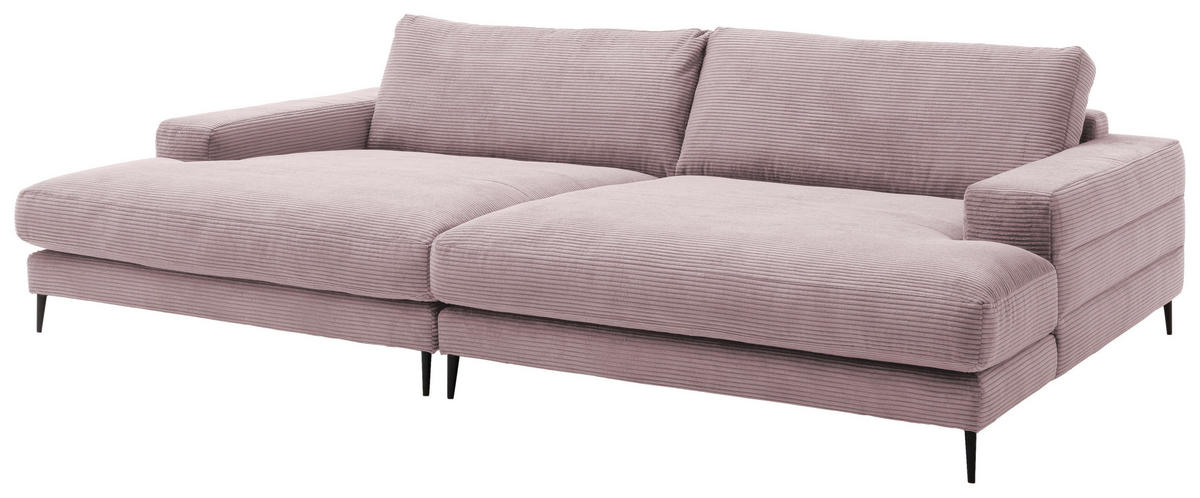 BIGSOFA in Cord Rosa  - Schwarz/Rosa, Design, Textil/Metall (296/83/177cm) - Dieter Knoll