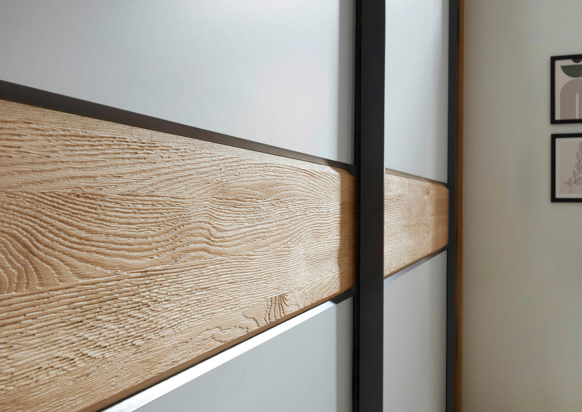 SCHWEBETÜRENSCHRANK  in Eichefarben, Hellgrau  - Eichefarben/Hellgrau, Design, Holz/Holzwerkstoff (240/225,5/60cm) - Xora