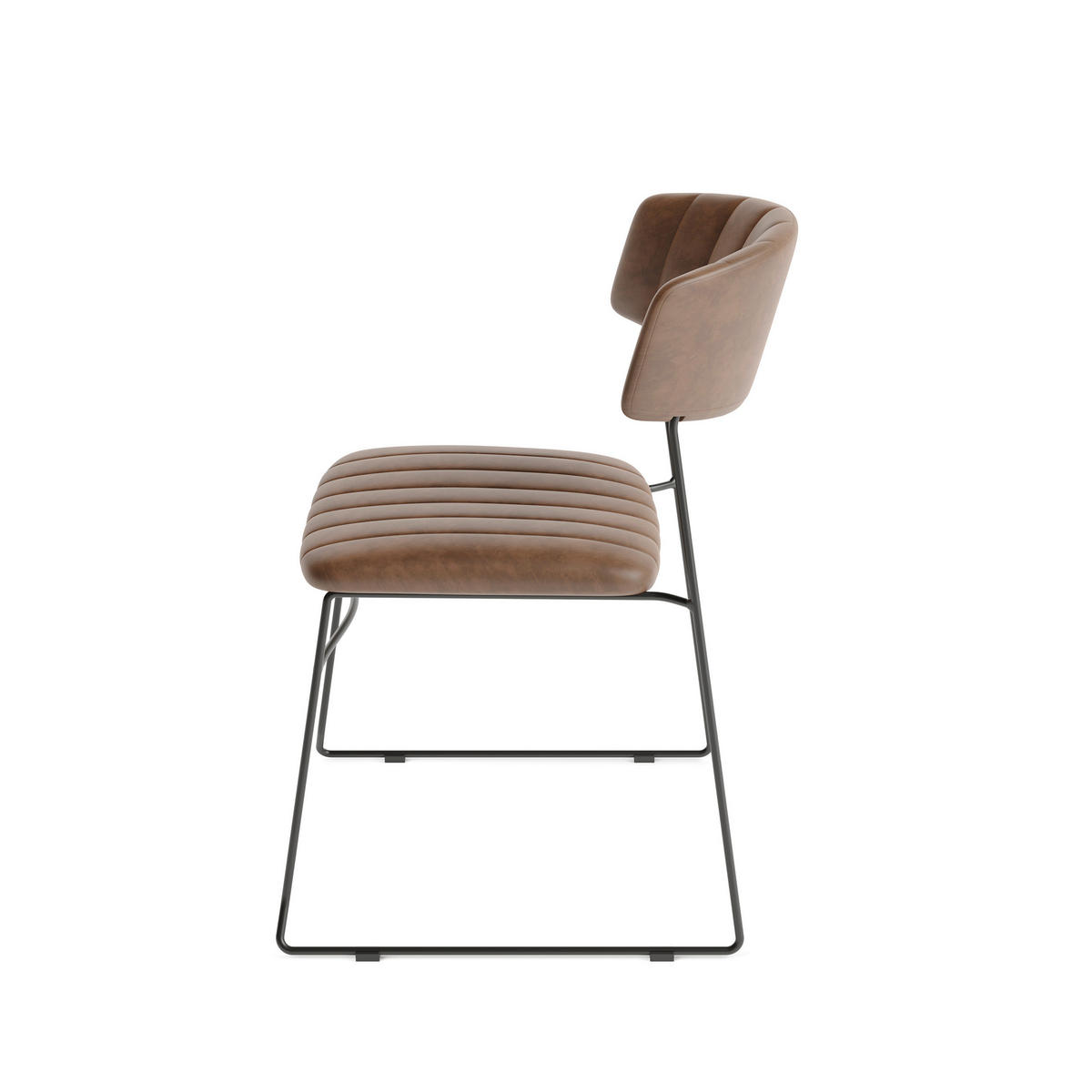 STUHL-SET 4 Stück  in Stahl  - Cognac, MODERN, Leder/Metall (48/78/57cm) - MID.YOU