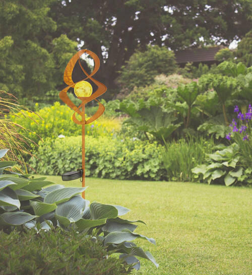 SOLARLEUCHTE 14,5/90 cm   - Rostfarben, Basics, Glas/Metall (14,5/90cm) - Globo