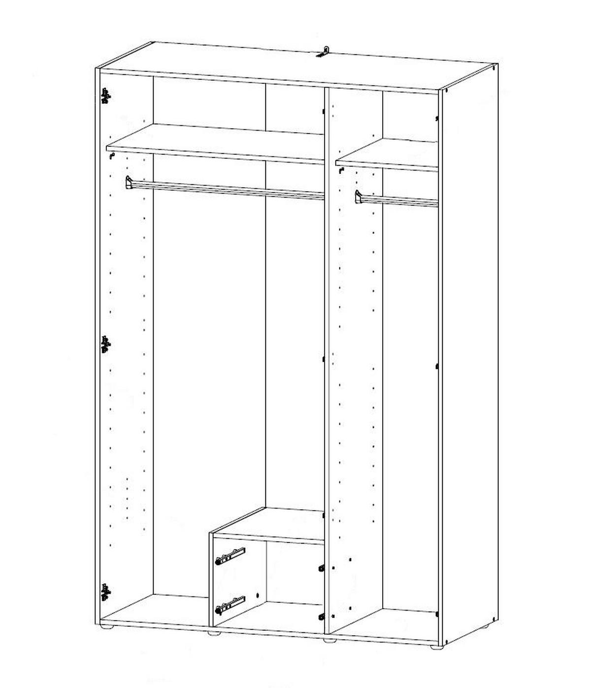 SKŘÍŇ NA ODĚV, bílá, barvy dubu, 120/185/54 cm - bílá/barvy dubu, Design, kompozitní dřevo/plast (120/185/54cm) - Xora