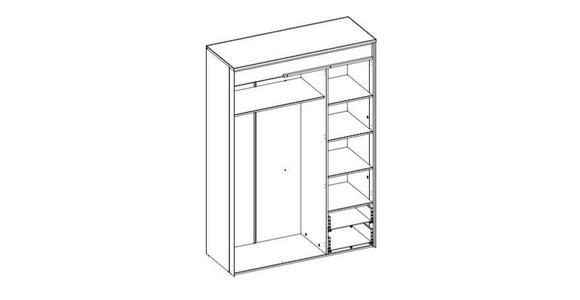 DREHTÜRENSCHRANK 3-türig Schwarz, Eiche Artisan  - Schwarz/Eiche Artisan, KONVENTIONELL, Holzwerkstoff (140/200/55cm) - Voleo