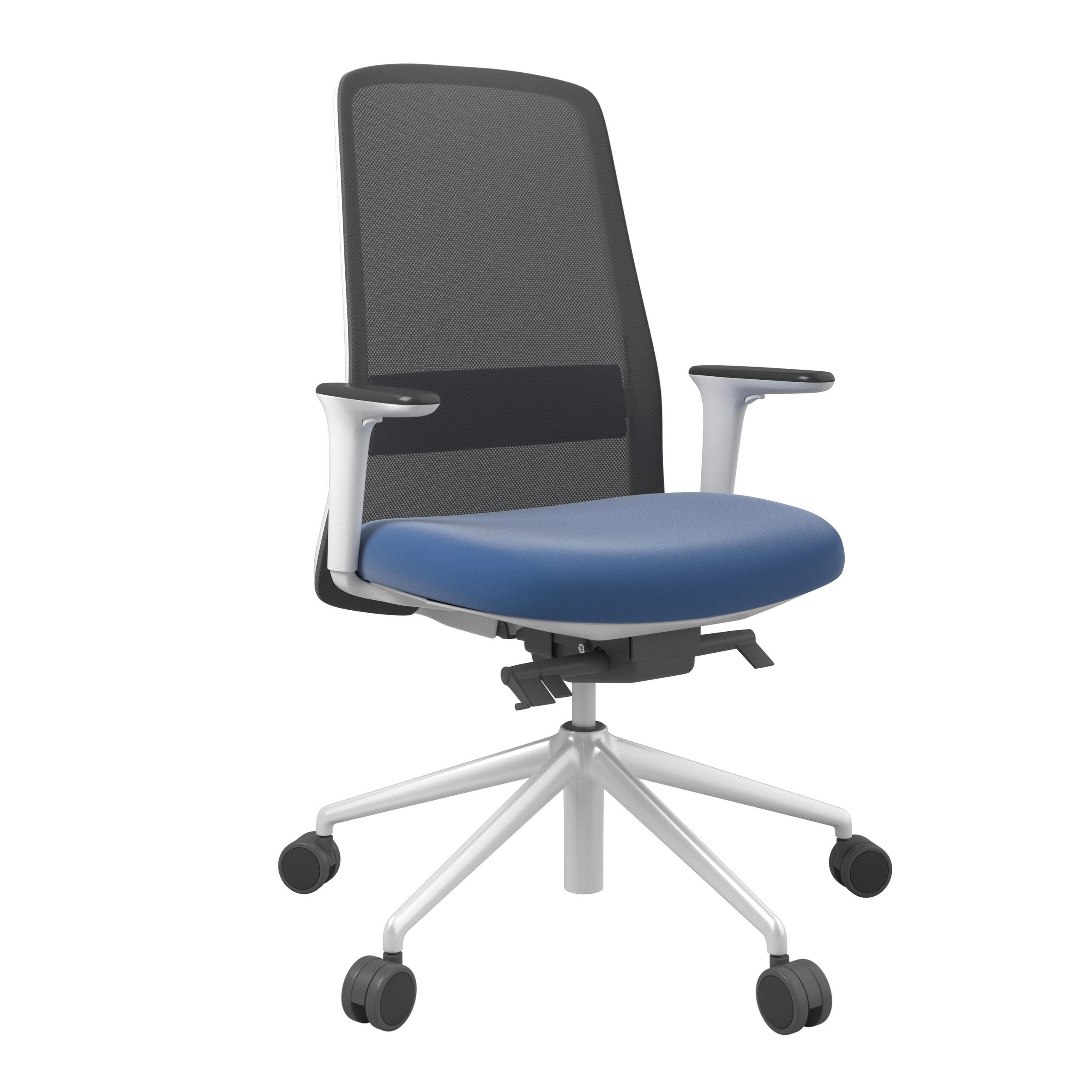 XXXLutz Drehstuhl Blau, Schwarz, 70x103-115x70 cm