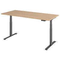 SCHREIBTISCH 180/80/64,5-129,5 cm Graphitfarben, Eichefarben elektrisch höhenverstellbar  - Eichefarben/Graphitfarben, KONVENTIONELL, Holzwerkstoff/Metall (180/80/64,5-129,5cm) - Venda