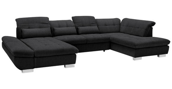 WOHNLANDSCHAFT  in Mikrofaser Graphitfarben  - Chromfarben/Graphitfarben, Design, Kunststoff/Textil (204/350/211cm) - Xora